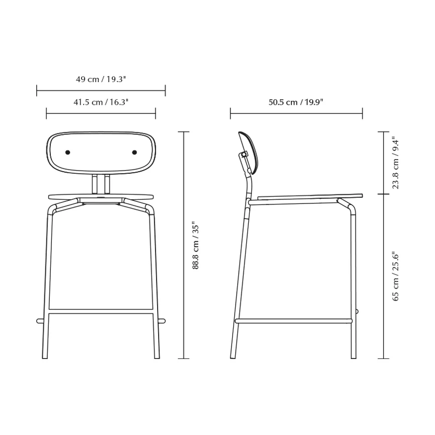 Curious barstool 65 cm, Oak-brass Umage