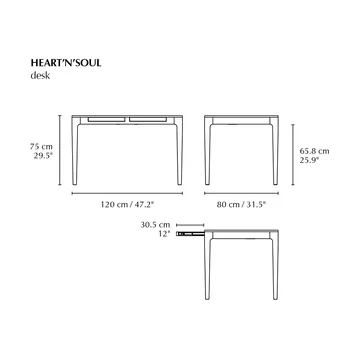 Heart'n'Soul desk 80x120 cm - Oak-Fenix cloud grey - Umage