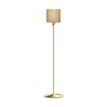 Komorebi floor lamp medium - Circle oak-Brush brass - Umage
