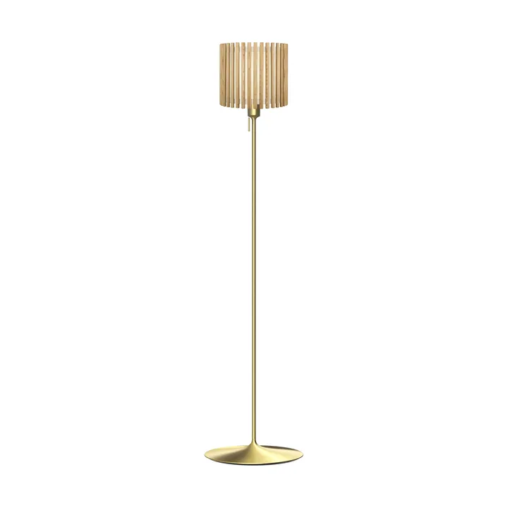 Komorebi floor lamp medium - Circle oak-Brush brass - Umage