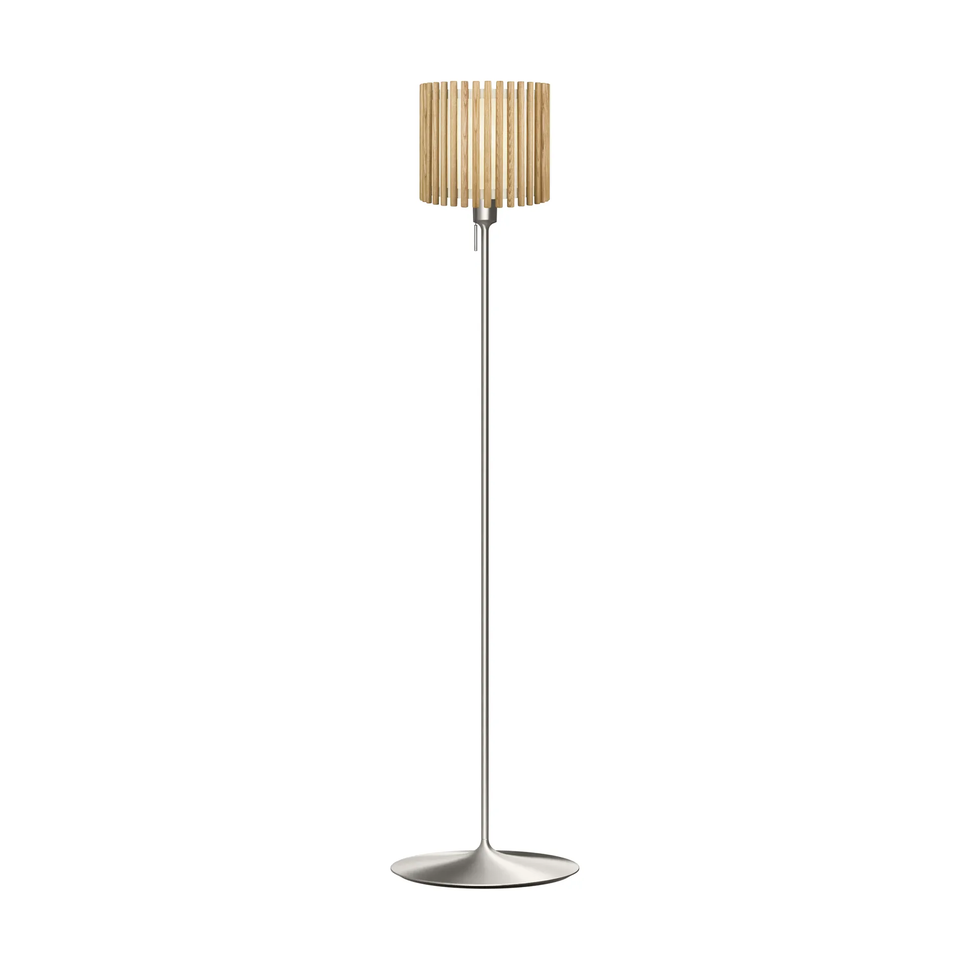 Komorebi floor lamp medium, Circle oak-Brushed steel Umage