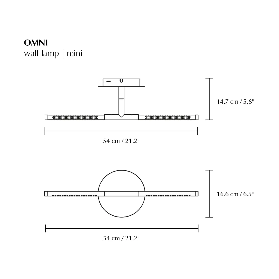 Omni wall wall lamp mini, Brushed steel Umage