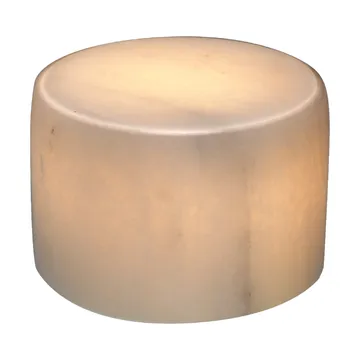 Marble table candle - White gloss, Ø8x6 cm - Unison