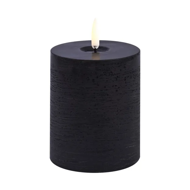 Uyuni LED Block Candle melted, Black rustic, Ø7.8x10 cm Uyuni Lighting