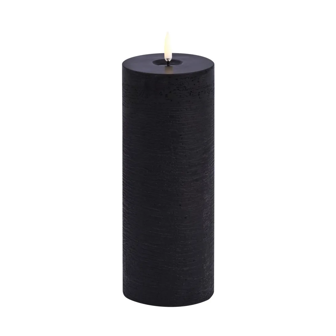 Uyuni LED Block Candle melted, Black rustic, Ø7.8x20 cm Uyuni Lighting