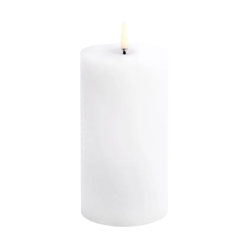 Uyuni LED Block Candle melted, White rustic, Ø7.8x15 cm Uyuni Lighting