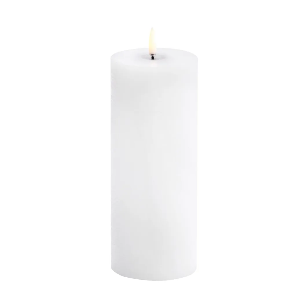 Uyuni LED Block Candle melted, White rustic, Ø7.8x20 cm Uyuni Lighting