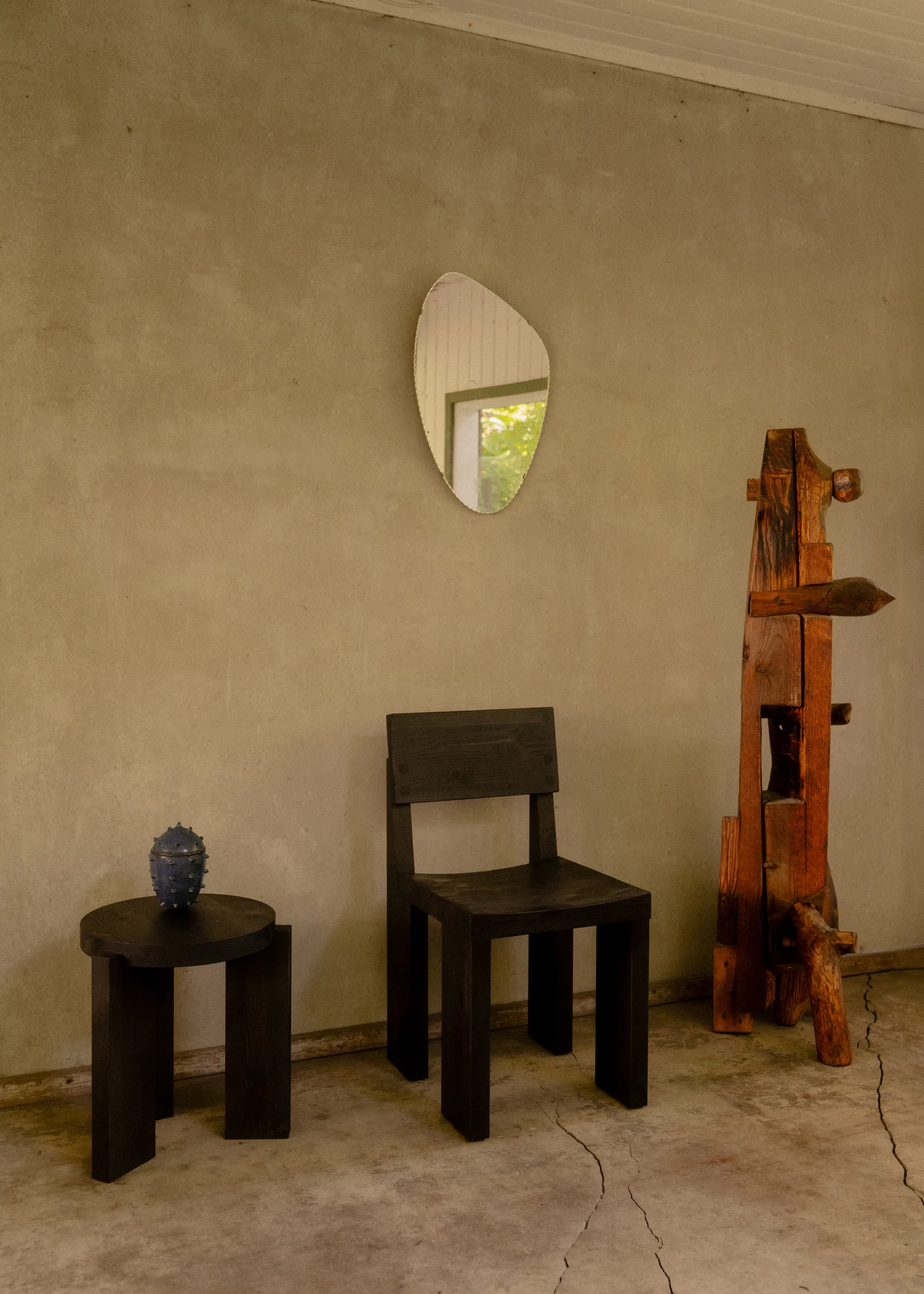 001 Dining Chair chair, Black-stained pine Vaarnii