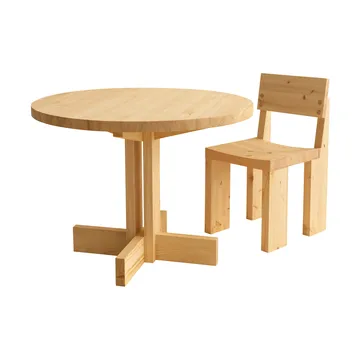 001 Dining Table dining table - Matte oil-waxed pine, Ø100x74 cm - Vaarnii