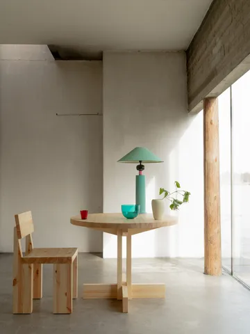 001 Dining Table dining table - Matte oil-waxed pine, Ø100x74 cm - Vaarnii