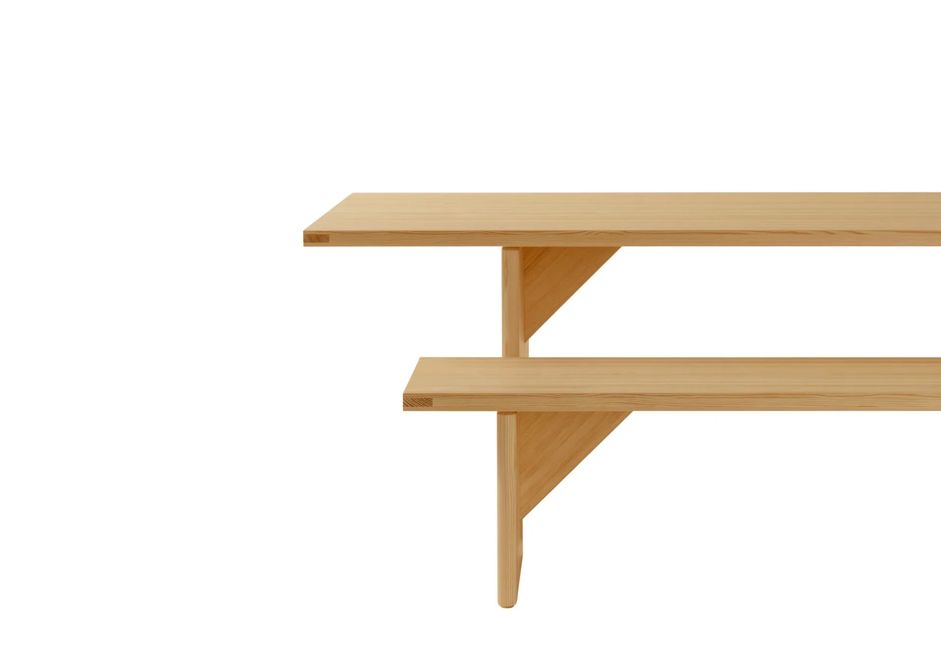012 Kolmio Dining Table table, Matte oil-waxed pine, 227x95x72 cm Vaarnii