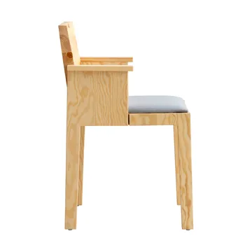 016 Maasto Dining Armchair armchair - Matte oil-waxed pine, upholstered grey seat - Vaarnii