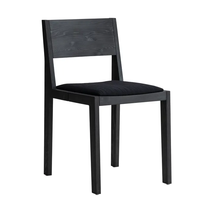 016 Maasto Dining Chair chair - Black-stained pine, upholstered black seat - Vaarnii