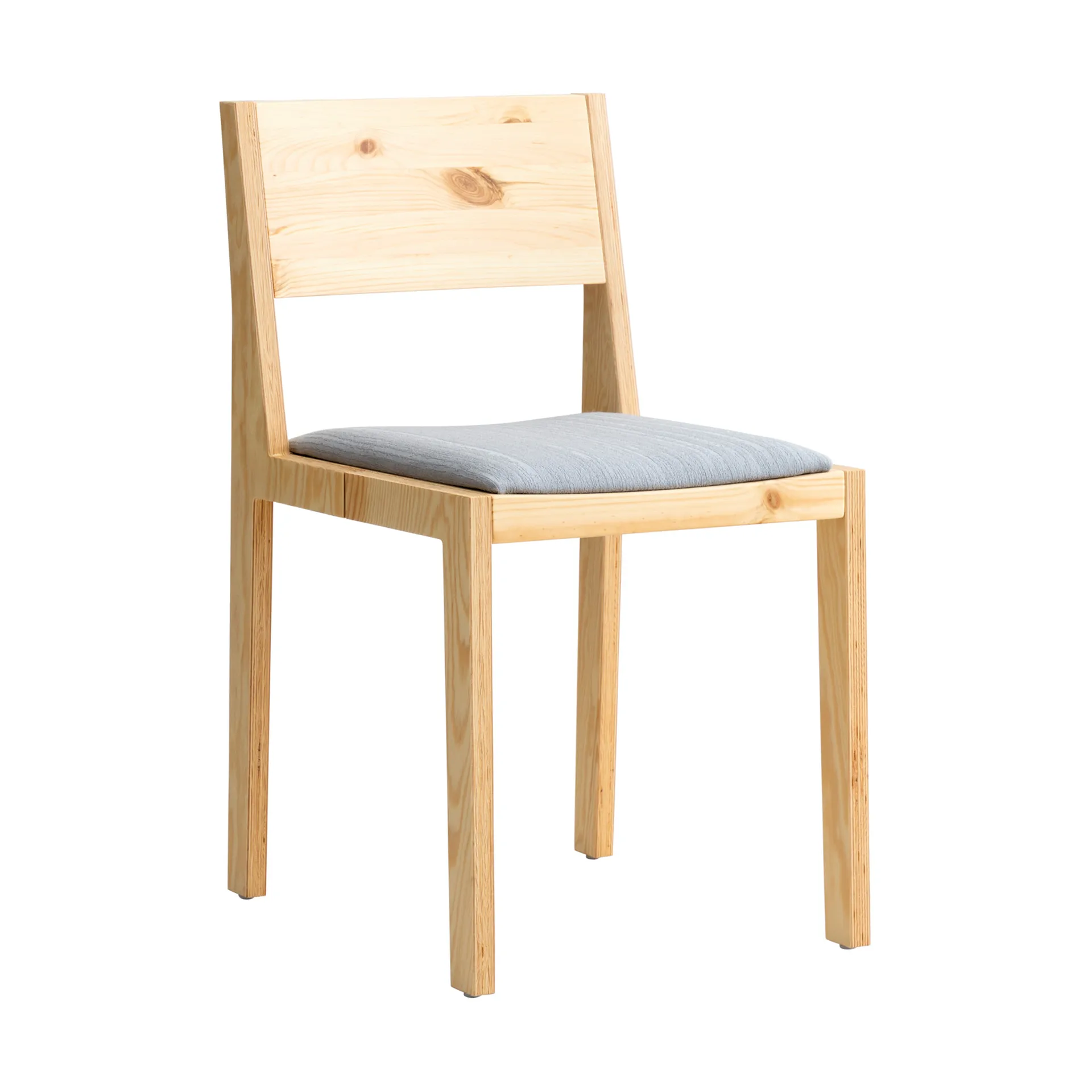 016 Maasto Dining Chair chair, Matte oil-waxed pine, upholstered grey seat Vaarnii