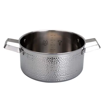 Kroma hammered chrome plated casserole pot with lid - Pixel. 4 L - Vargen & Thor