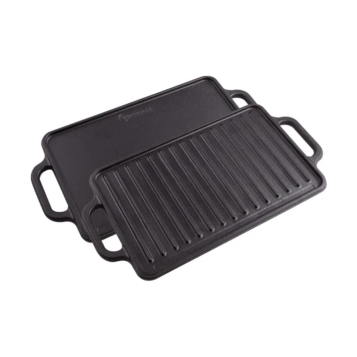 Cast iron reversible griddle 21x33 cm - Black - Victoria