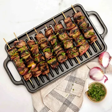 Cast iron reversible griddle 21x33 cm - Black - Victoria