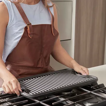 Cast iron reversible griddle 25x47 cm - Black - Victoria