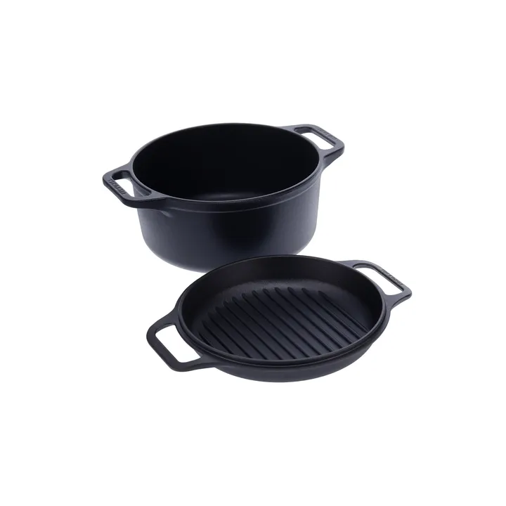Combo Cooker cast iron pot-frying pan set 2 pieces - Black - Victoria