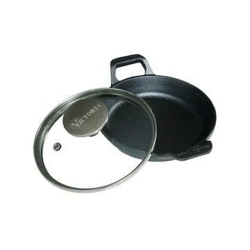 Pre-seasoned cast iron mini round casserole with glass lid - Ø14 cm - Victoria