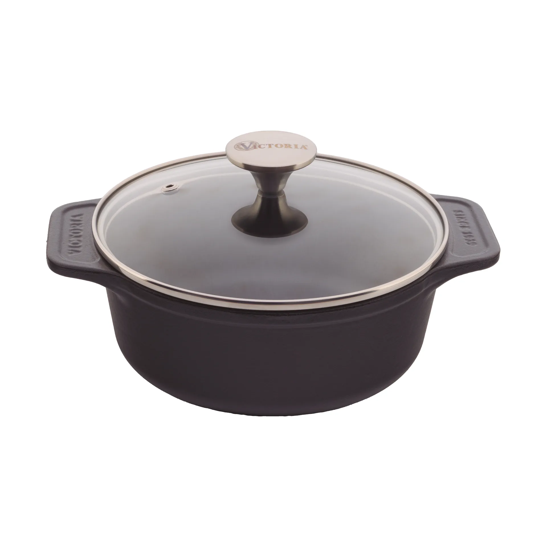 Victoria cast iron casserole with glass lid, enamelled, 1.9 l Victoria