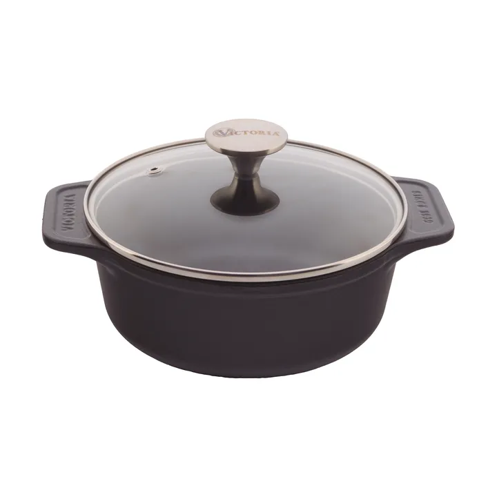 Victoria cast iron casserole with glass lid, enamelled - 1.9 l - Victoria