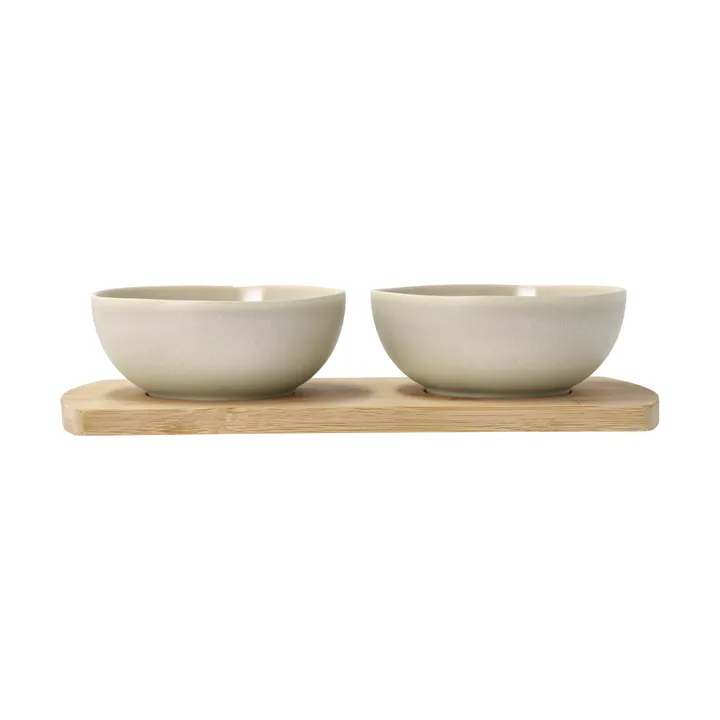 Shoku bamboo tray with 2 bowls - Beige - Villa Collection