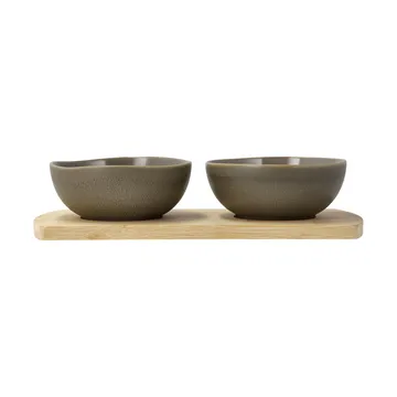 Shoku bamboo tray with 2 bowls - Warm Brown - Villa Collection