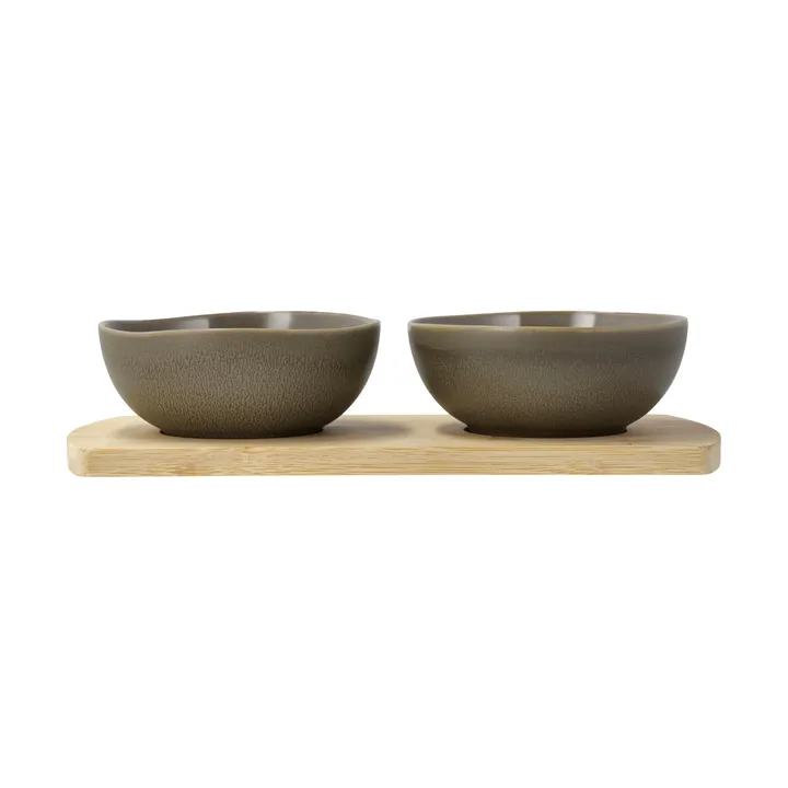 Shoku bamboo tray with 2 bowls - Warm Brown - Villa Collection