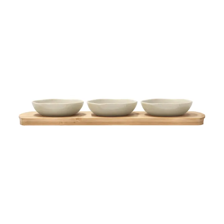 Shoku bamboo tray with 3 bowls - Beige - Villa Collection