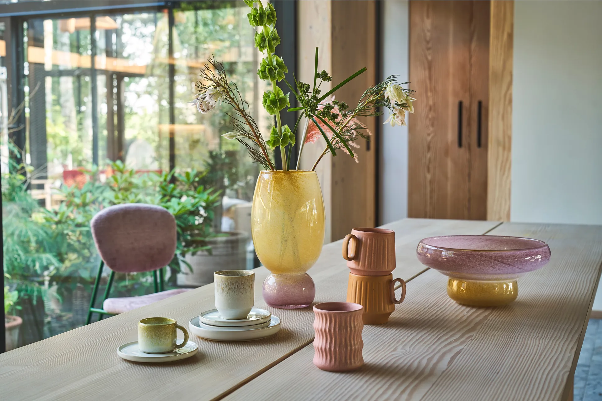 Styles mug with ribbed pattern 30 cl 2-pack, Pink Villa Collection