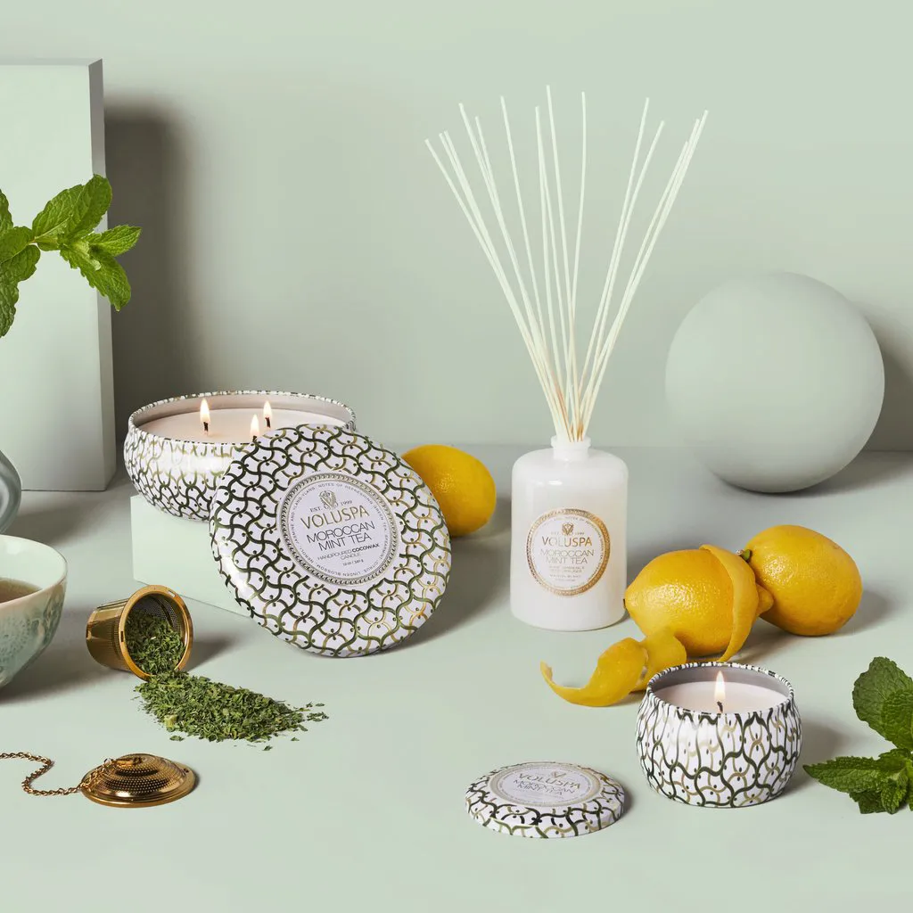 Maison Blanc Mini Tin scented 25 hours, Moroccan Mint Tea Voluspa