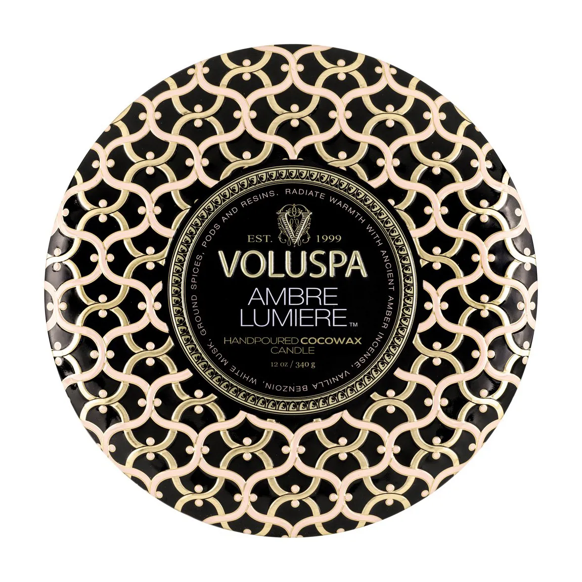 Maison Noir 3-wick Tin scented 40 hours, Ambre Lumiere Voluspa