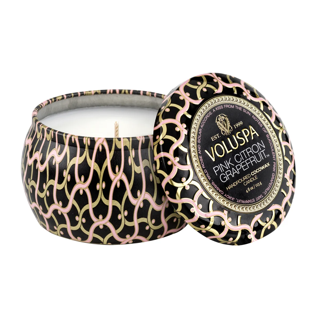 Maison Noir Mini Tin scented 25 hours, Pink Citron Grapefruit Voluspa