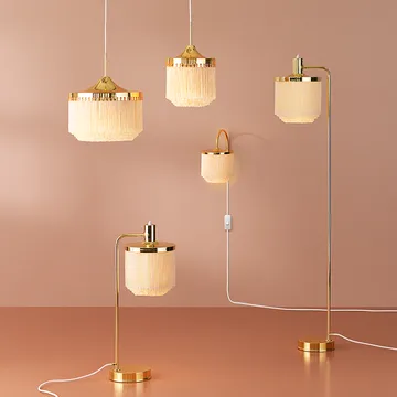 Fringe floor lamp - Cream white, brass plated steel - Warm Nordic