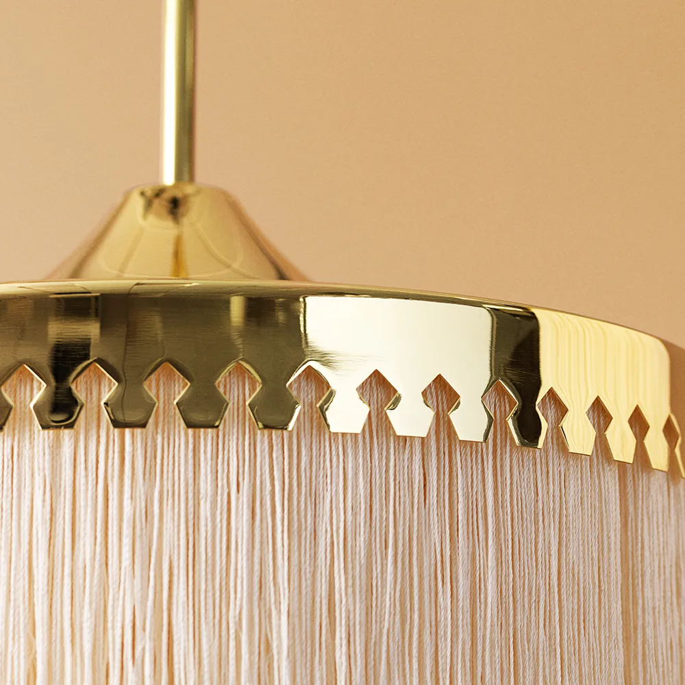 Fringe pendant lamp, Cream white, large Warm Nordic
