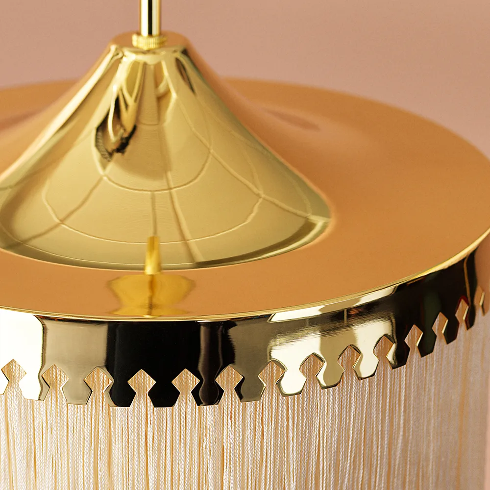 Fringe pendant lamp, Cream white, small Warm Nordic