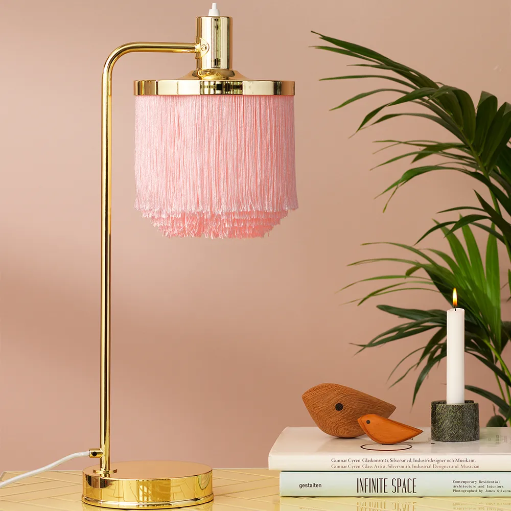 Fringe table lamp, Pale pink Warm Nordic