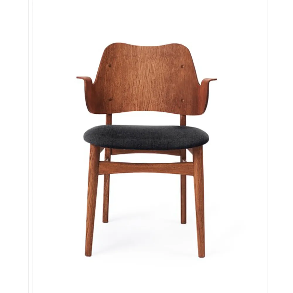 Gesture chair, upholstered seat, Anthracite-oiled teak oak legs Warm Nordic