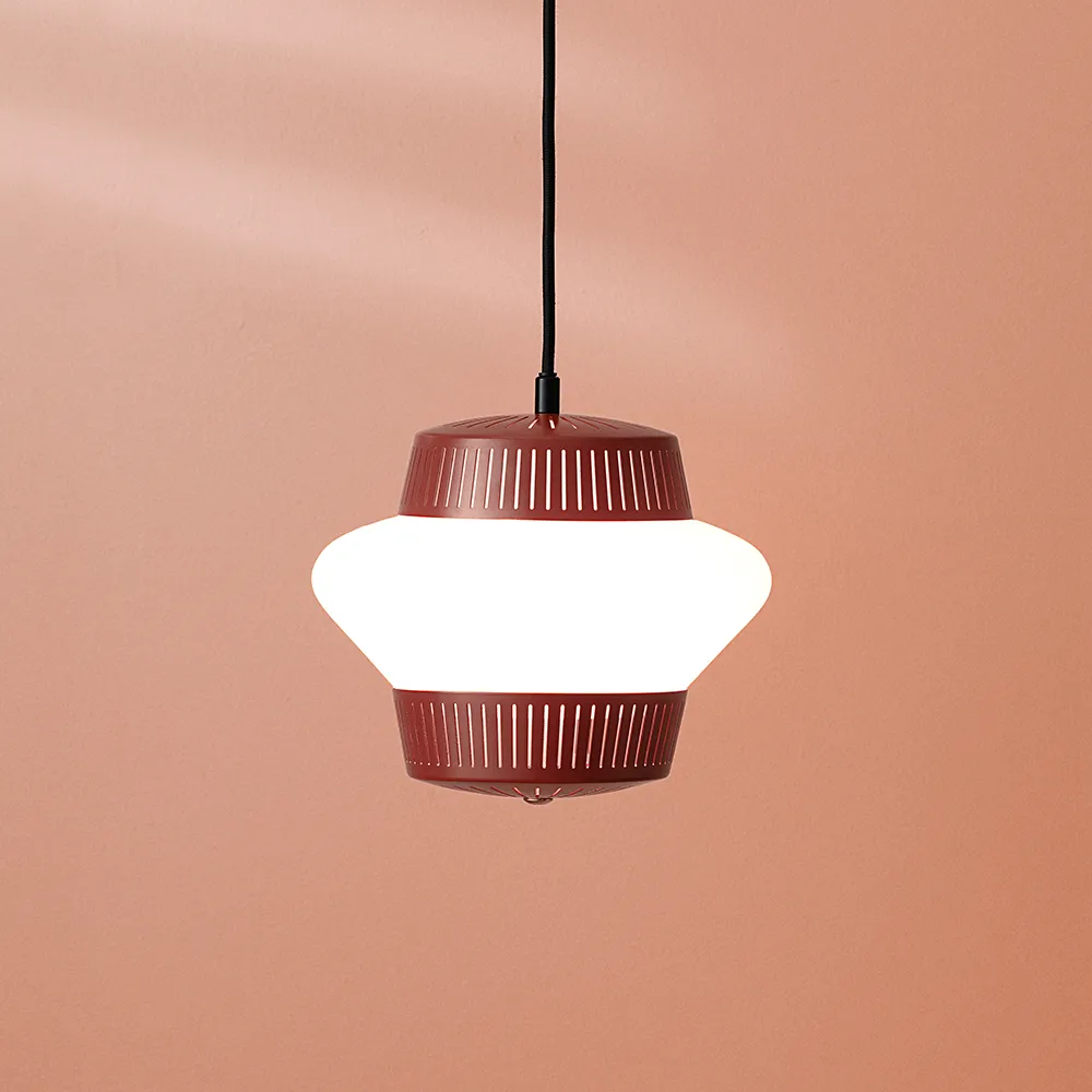 Opal Arch pendant lamp, Black noir, sandblasted opal Warm Nordic