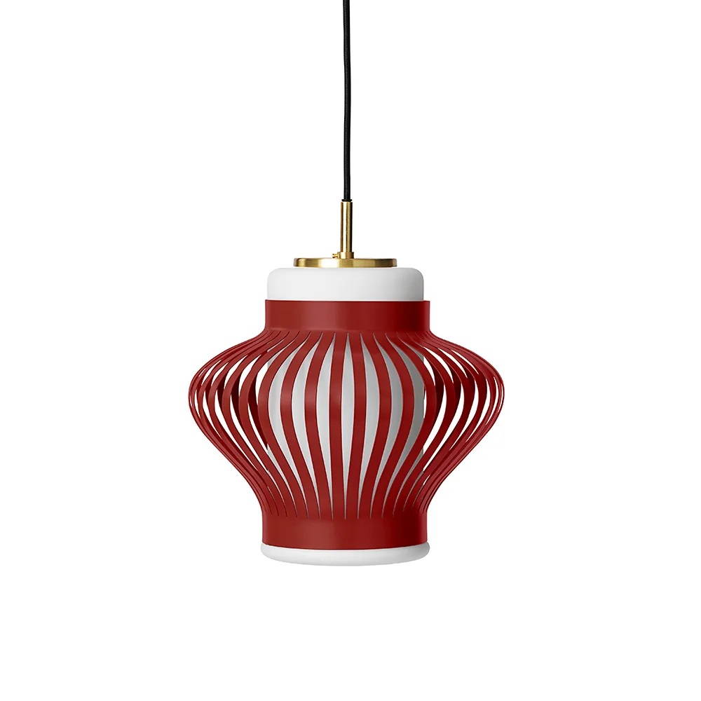 Opal Lamella pendant lamp, Red grape, sandblasted opal Warm Nordic