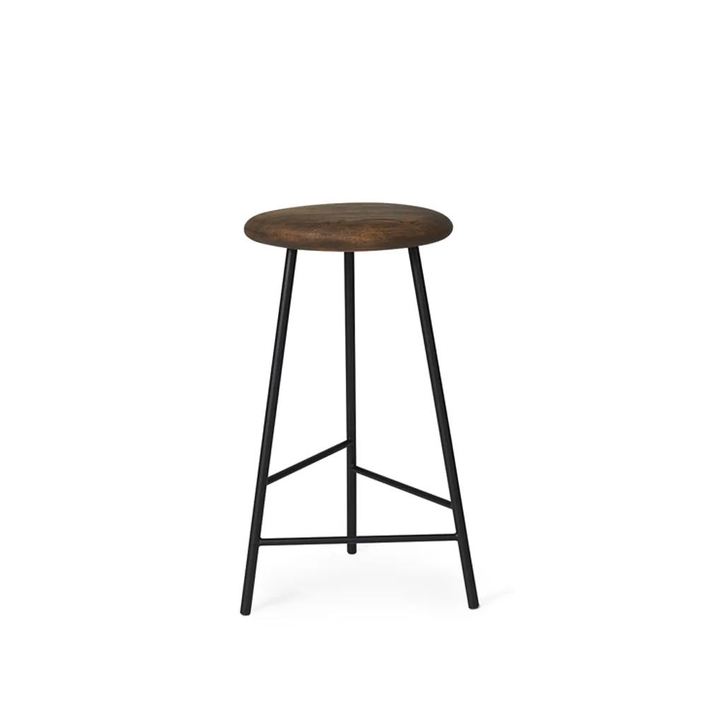 Pebble barstool, Smoked oak, h.65, black legs Warm Nordic