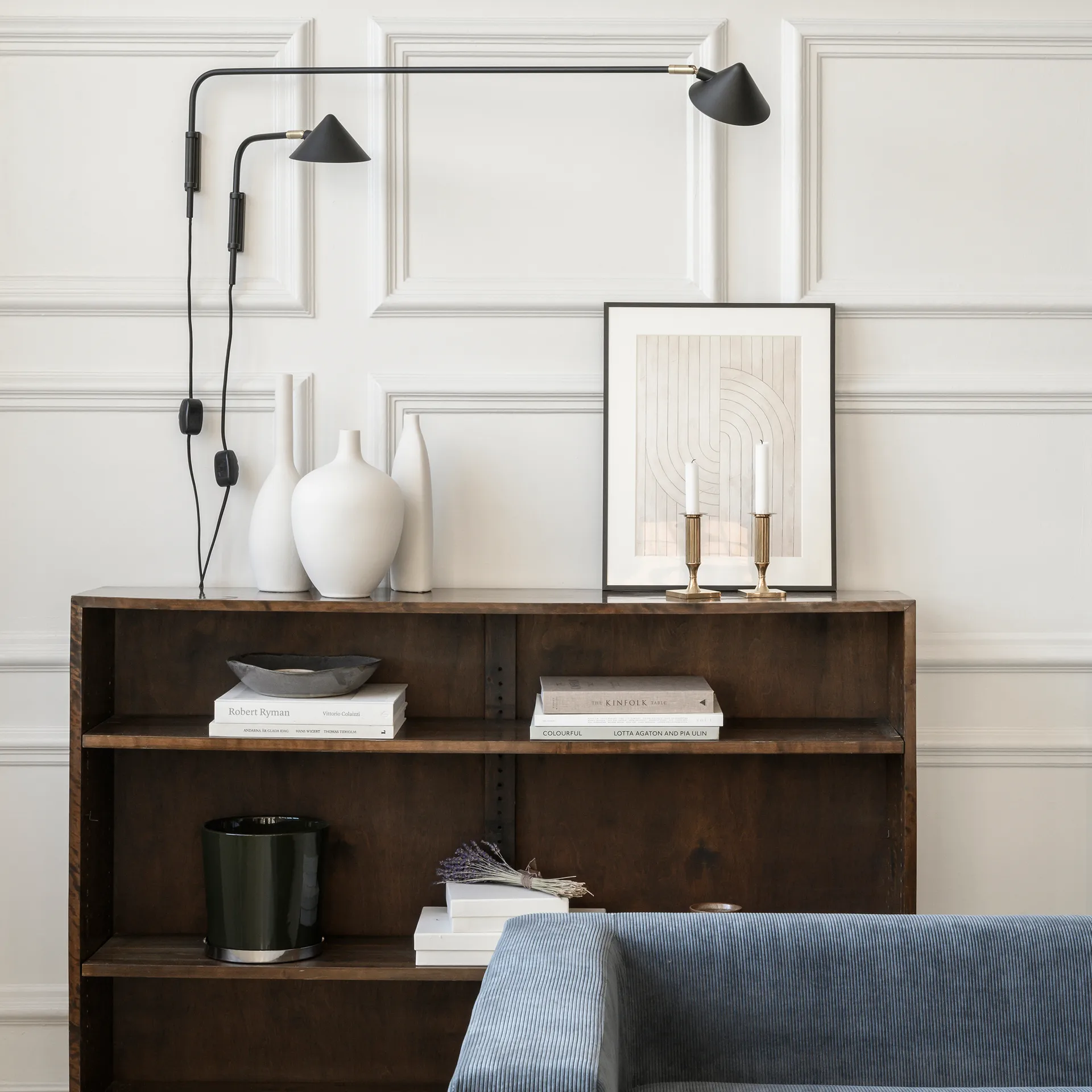 Kelly wall lamp long arm, Black-gold Watt & Veke