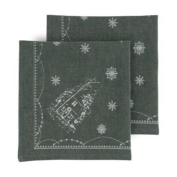 Christmas morning fabric napkin 45x45 cm 2-pack - White-green - Wik & Walsøe