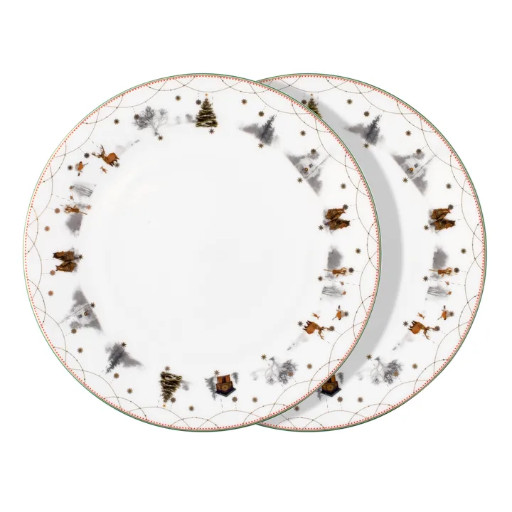 Julemorgen Story plate 25 cm 2-pack - White-multi - Wik & Walsøe