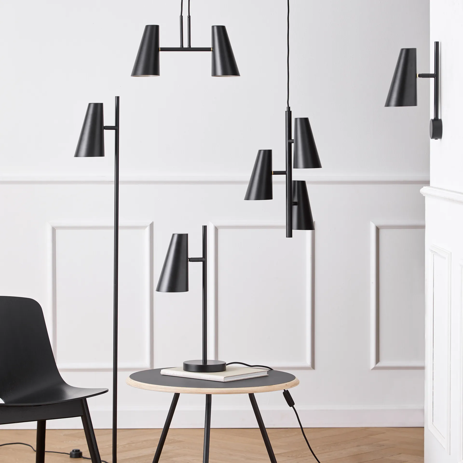 Cono wall lamp, Black Woud