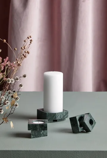 Jeu de dés 2 candle holder marble - Green - Woud