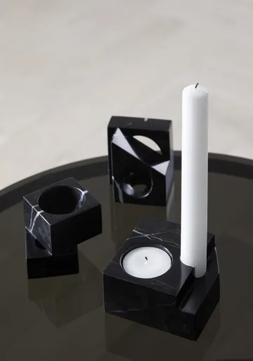 Jeu de dés 3 candle holder marble - Black - Woud
