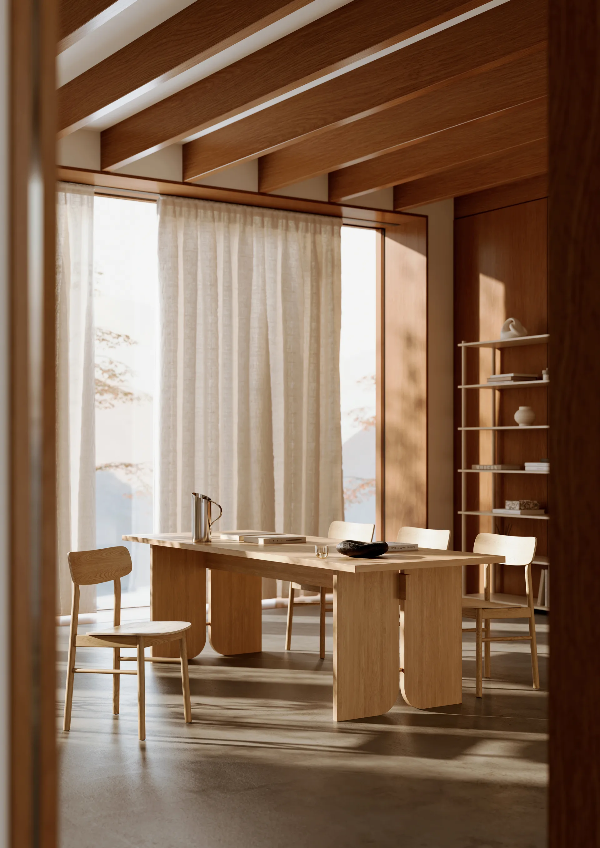 Kimono dining table 240x90 cm, White pigmented lacquered oak Woud