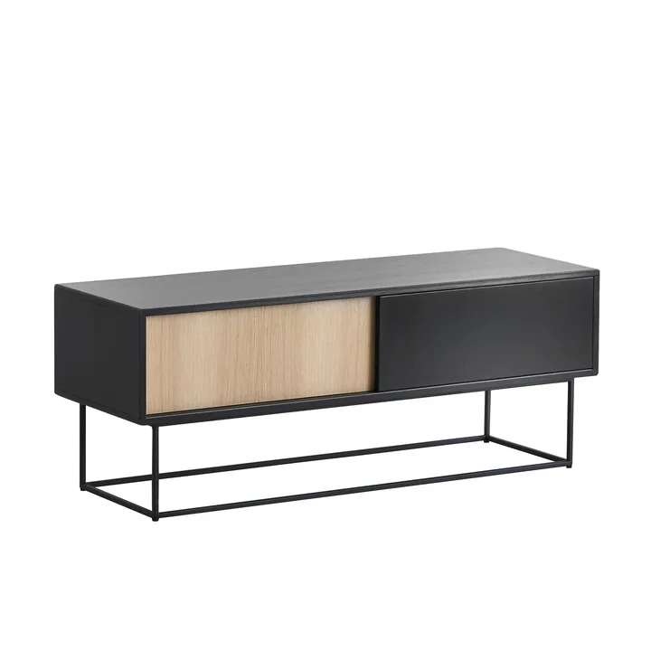 Virka media bench - Black - oak - Woud